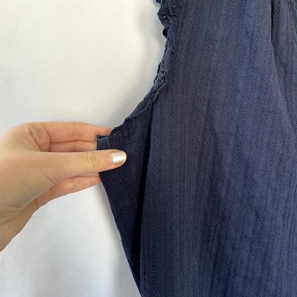 Draper James navy blue flutter sleeve v-neck sundress drawstring waist cotton M - Picture 4 of 8